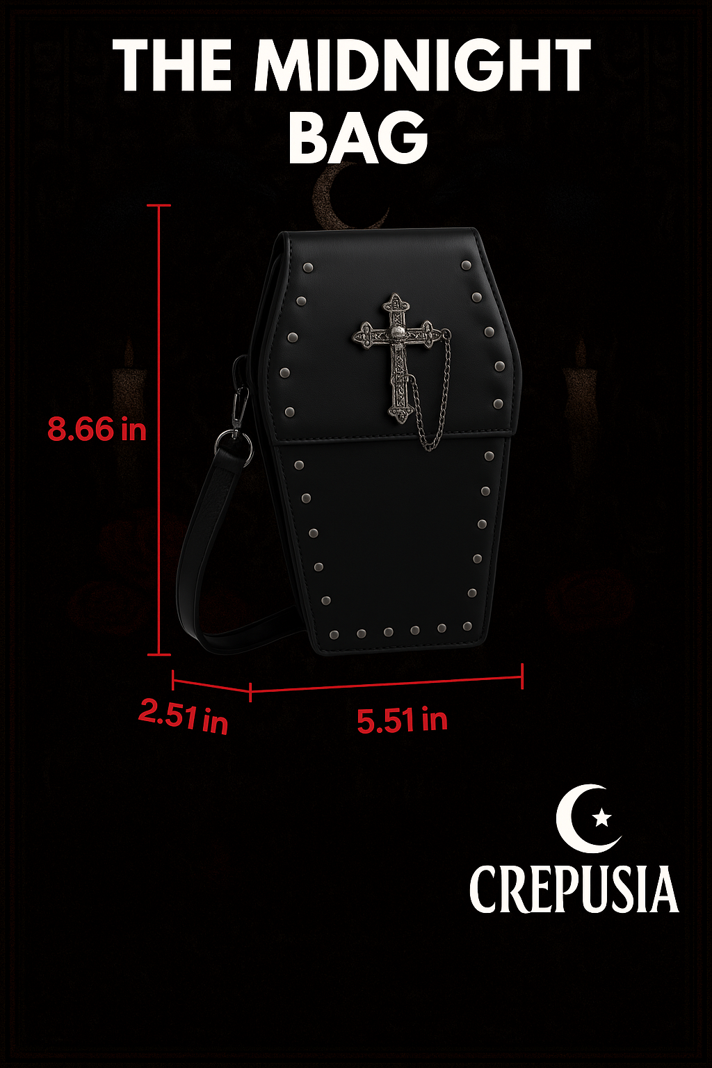 Gothic Crossbody Bag for Women Coffin
